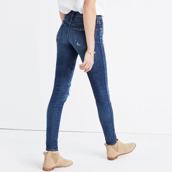 Madewell 9" High Riser Skinny Skinny Jeans in Ripped & Patched Edition 30Tall - Picture 3 of 8